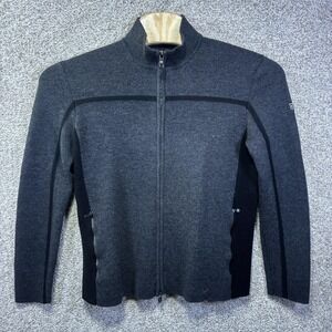 Victorinox Sweater Mens Large Gray 100% Merino Wool Full Zip Mock Neck Knit